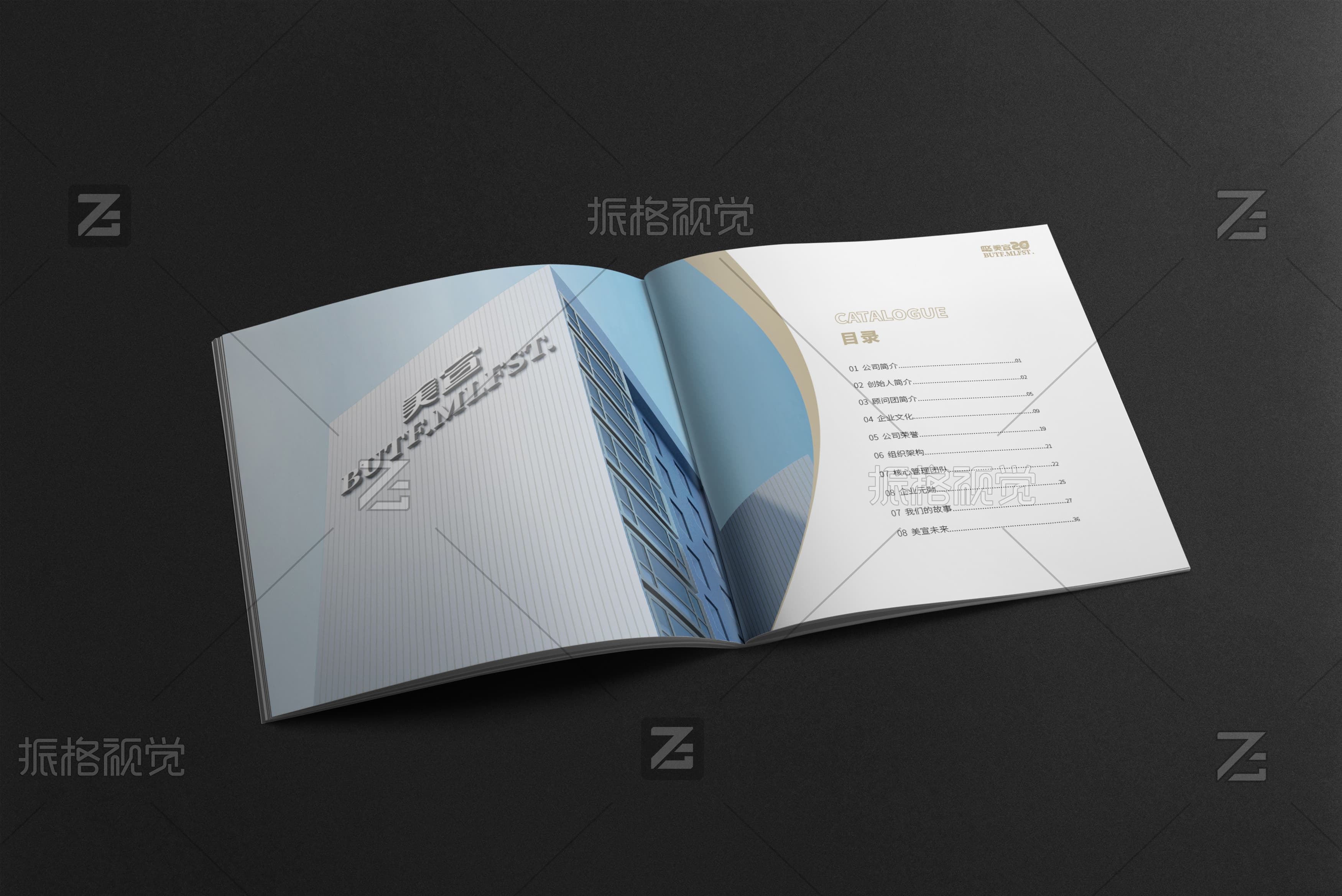 美宣集团办公楼与20周年画册目录内页设计