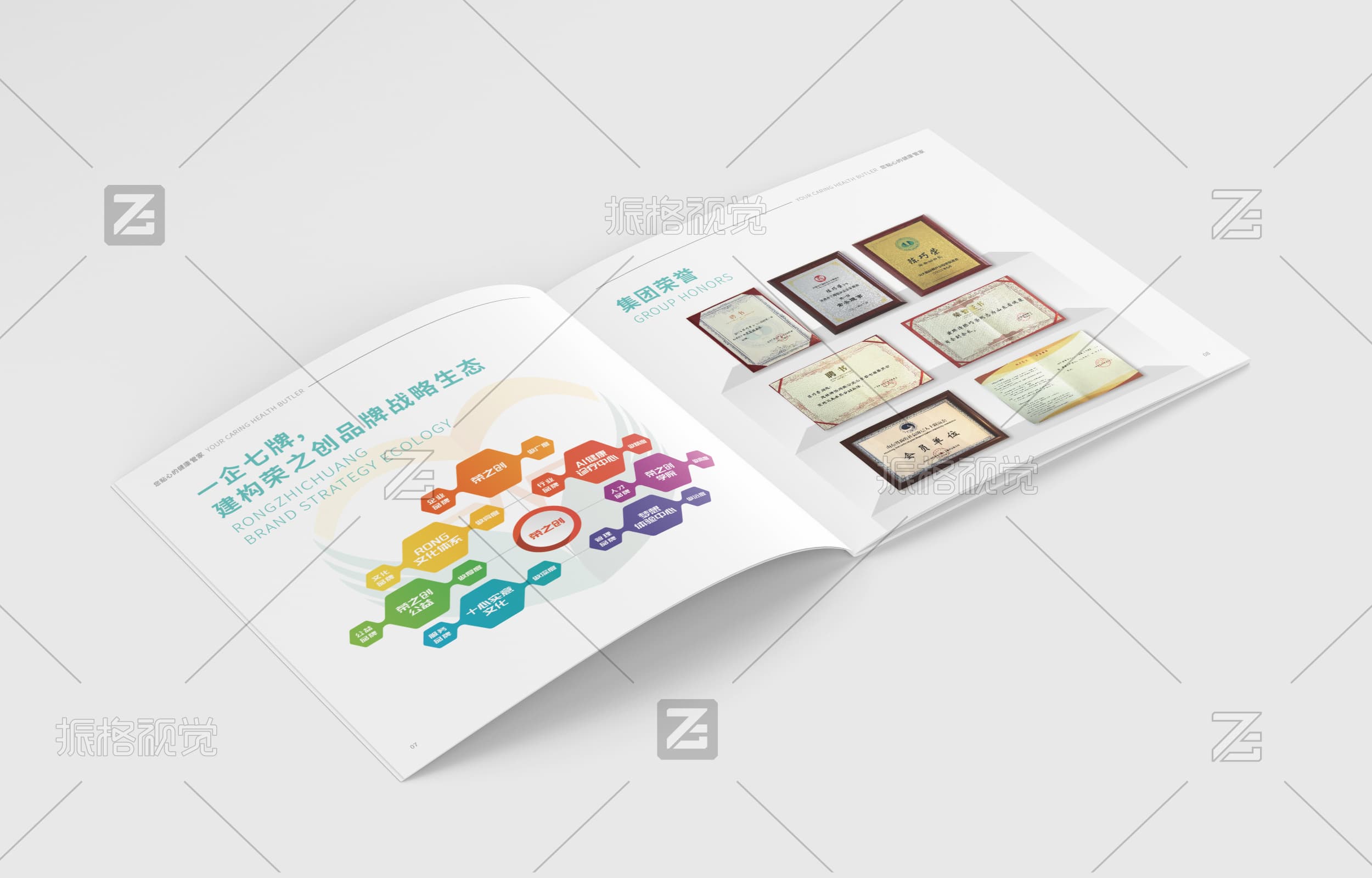 荣之创品牌战略生态与集团荣誉内页设计